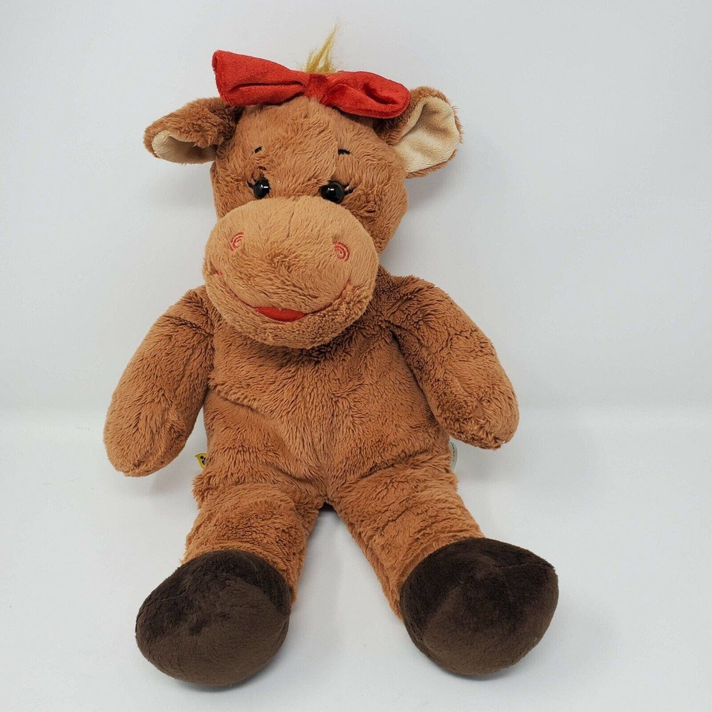 Build A Bear Molly Moose 16" Stuffed Animal Plush Brown Red Bow Lips Stuffies